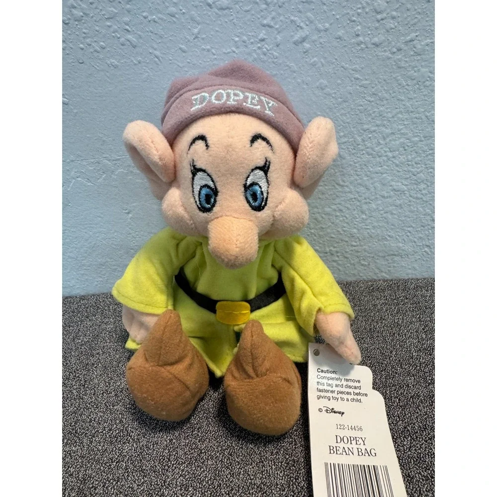 Vintage Walt Disney World Snow White Dopey Mini Bean Bag Stuffed Plush Toy 7